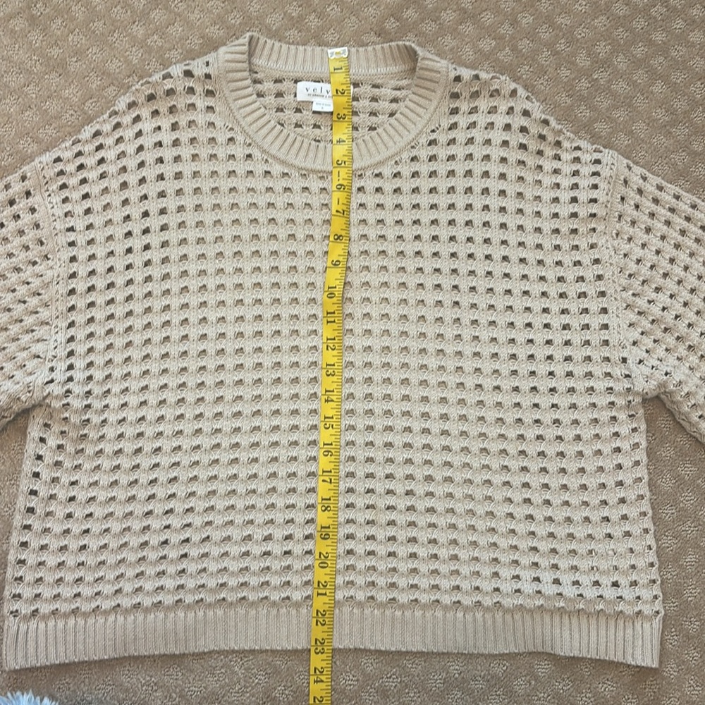 Sammie Mesh Knit Crew Neck Sweater in Dune size Large he - Picture 10 of 12